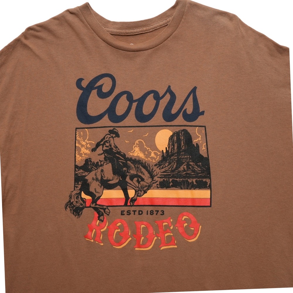 Coors Banquet Cowboy Rodeo Graphic Tee XL‎ Brown Western Beer Shirt